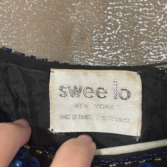 SWEE LO New York 100% Silk & Sequins beaded VTG blouse size M - Picture 12 of 14